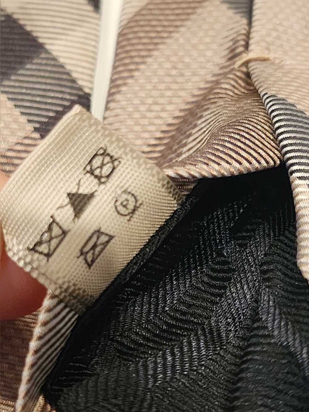 Burberry Taupe and Black Plaid Silk Tie - Picture 7 of 10